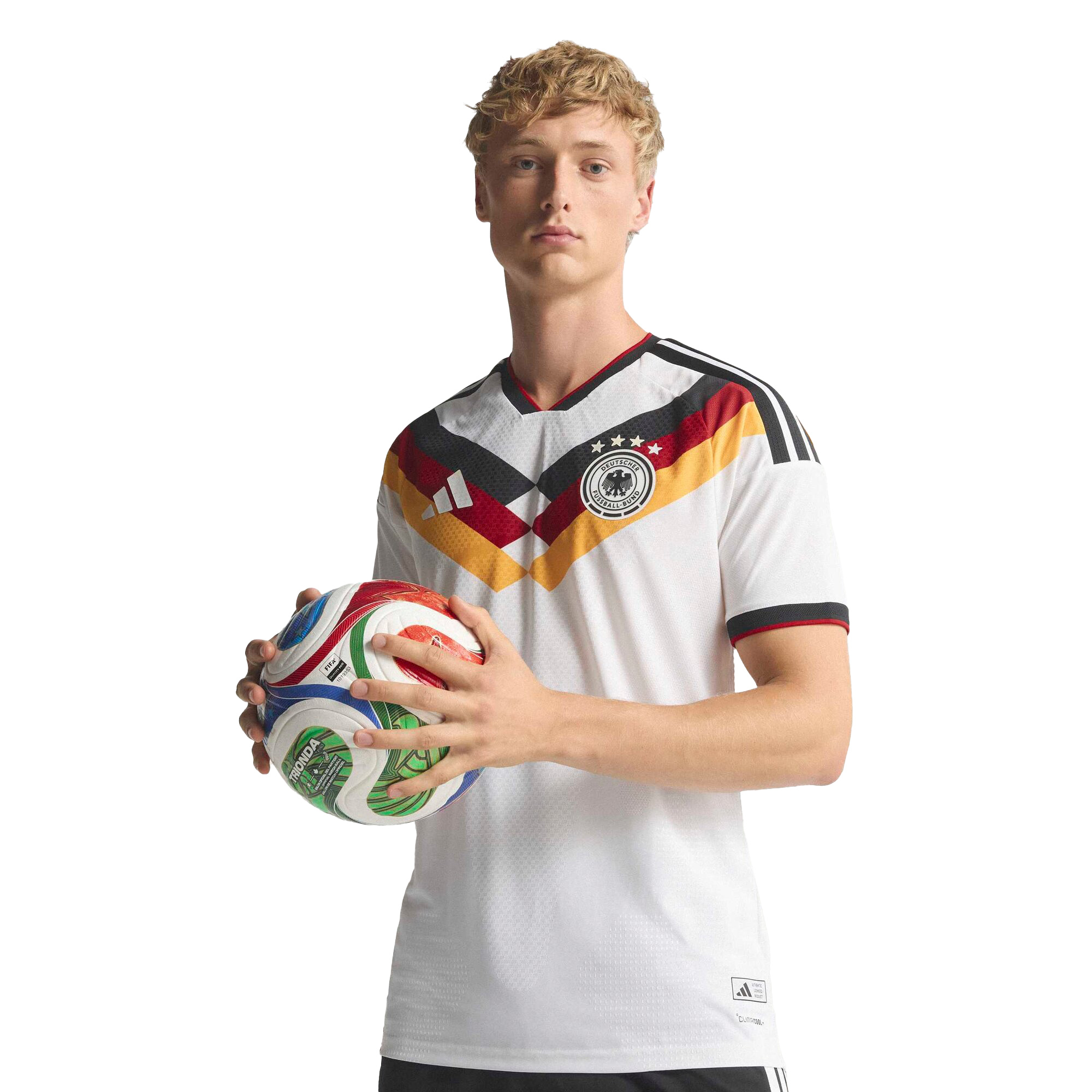 Maillot de football domicile authentique de l'Allemagne 2025/2026 blanc Adidas.