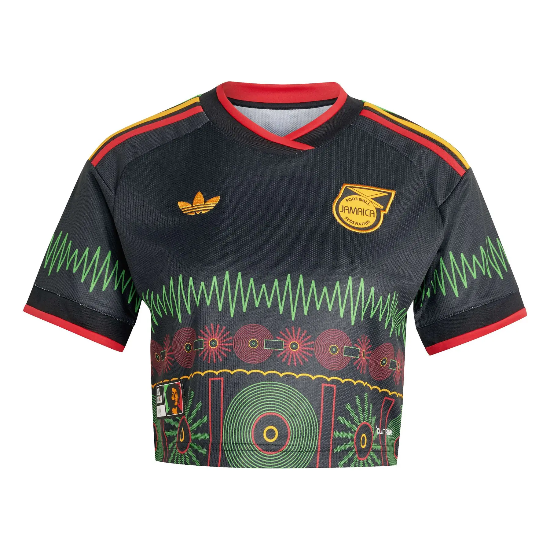 Maillot de football Adidas extérieur coupe crop pour femme de l'équipe nationale de Jamaïque, saison 2025/2026.