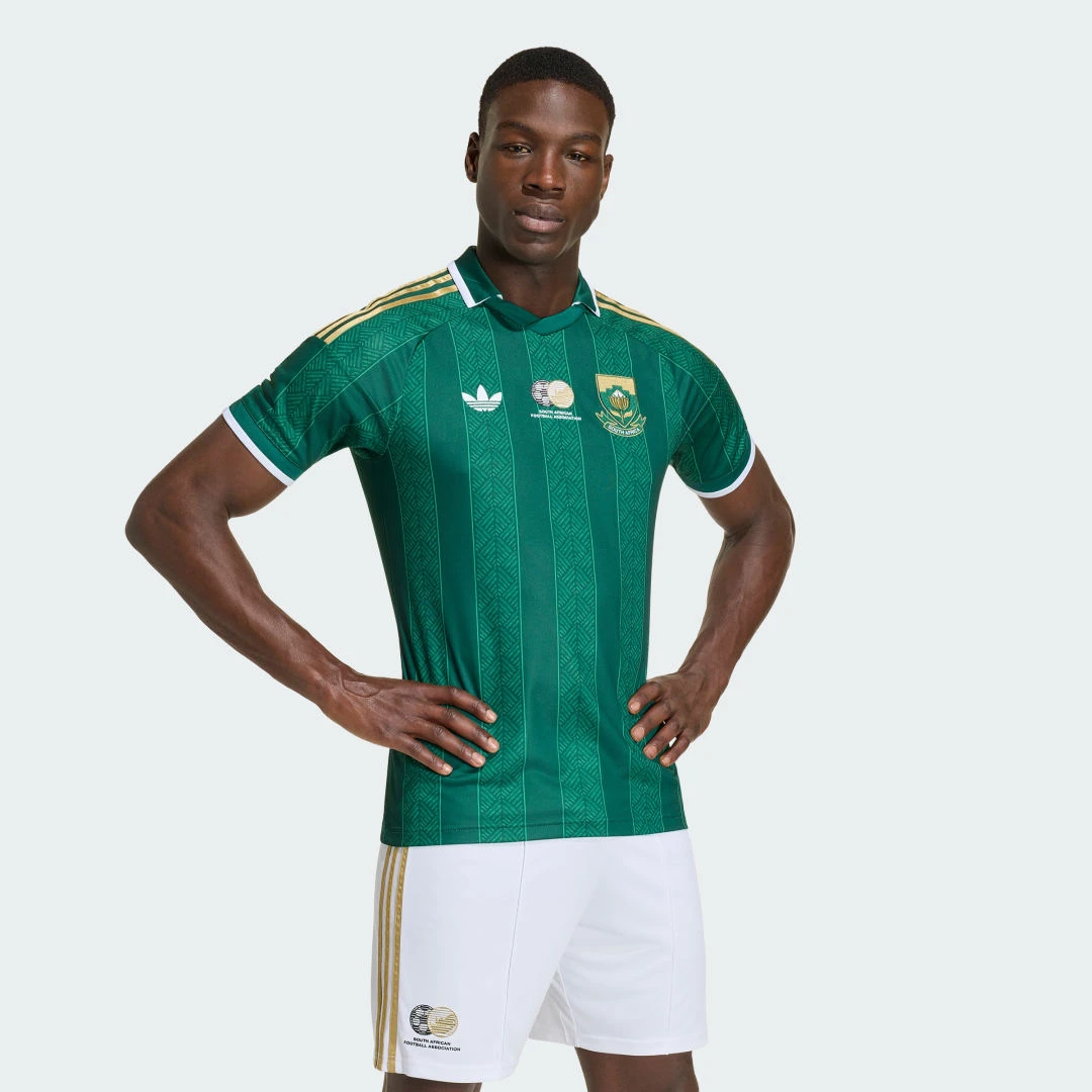 Maillot de football Adidas extérieur de l'Afrique du Sud pour la saison 2026, coloris vert.