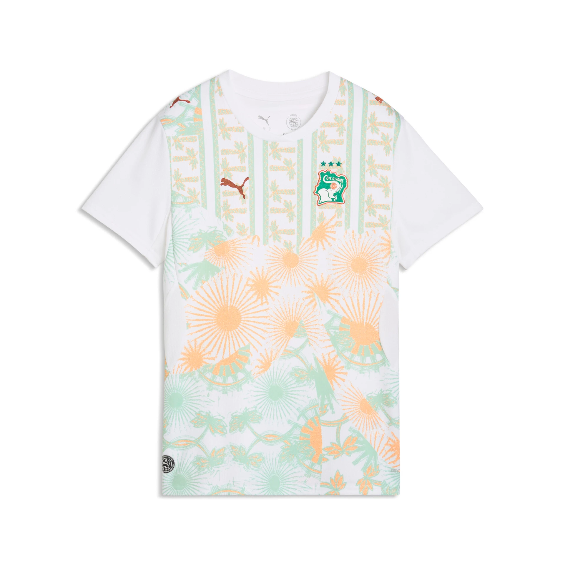 Maillot extérieur blanc Puma de la Côte d'Ivoire pour femme, saison 2026/2027, avec logos officiels.