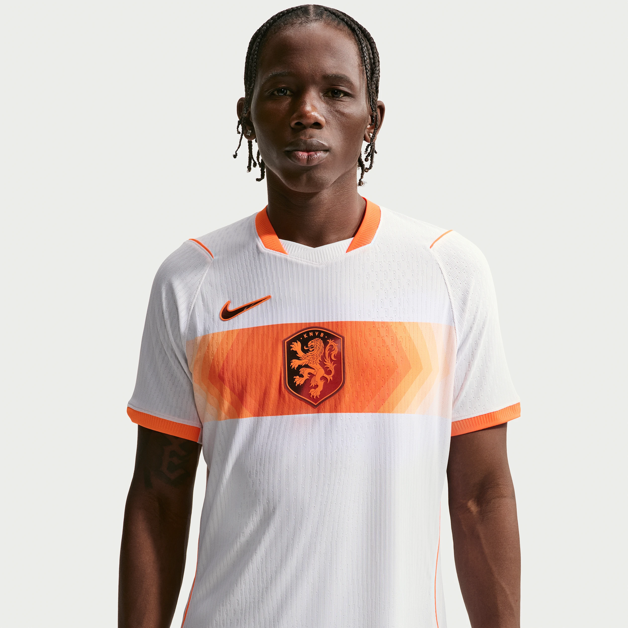 Maillot de football extérieur authentique Nike des Pays-Bas saison 2026, coloris blanc avec technologie Aero-FIT.