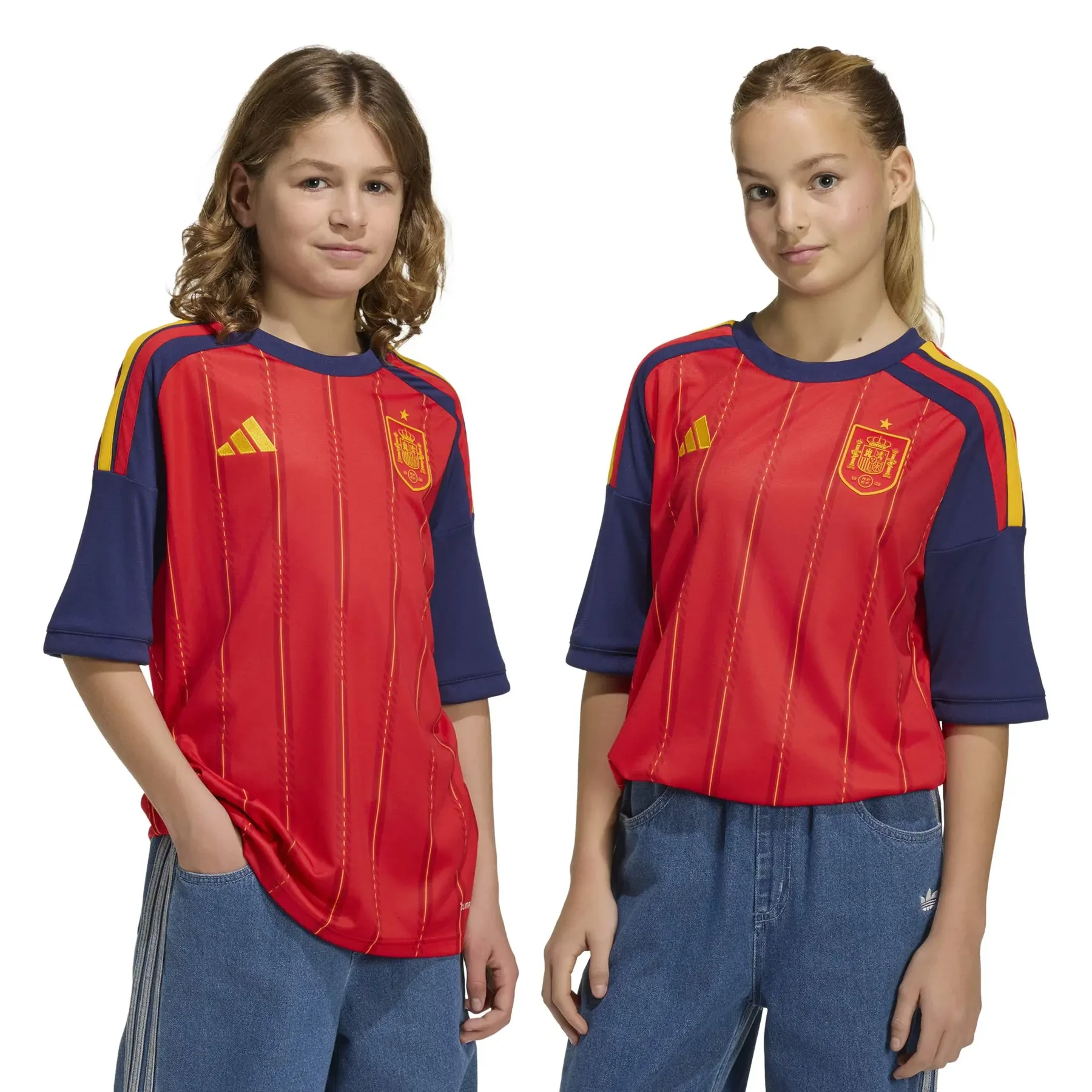 Maillot Espagne Domicile 2026 Enfant vue duo mannequins