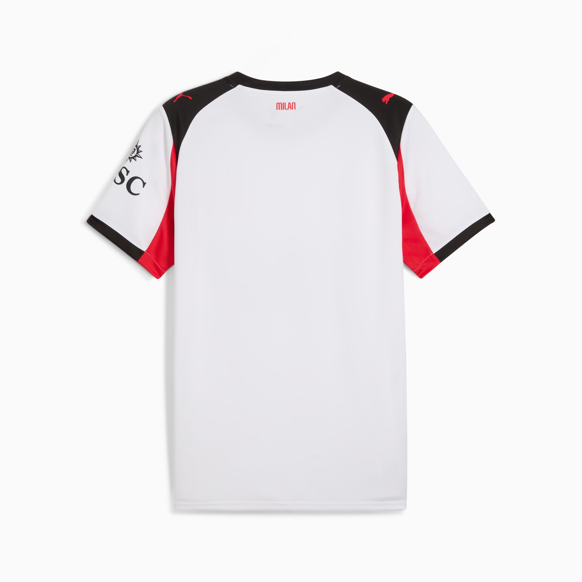 Maillot officiel AC Milan extérieur 2025-2026 blanc et rouge Puma - vue de dos
