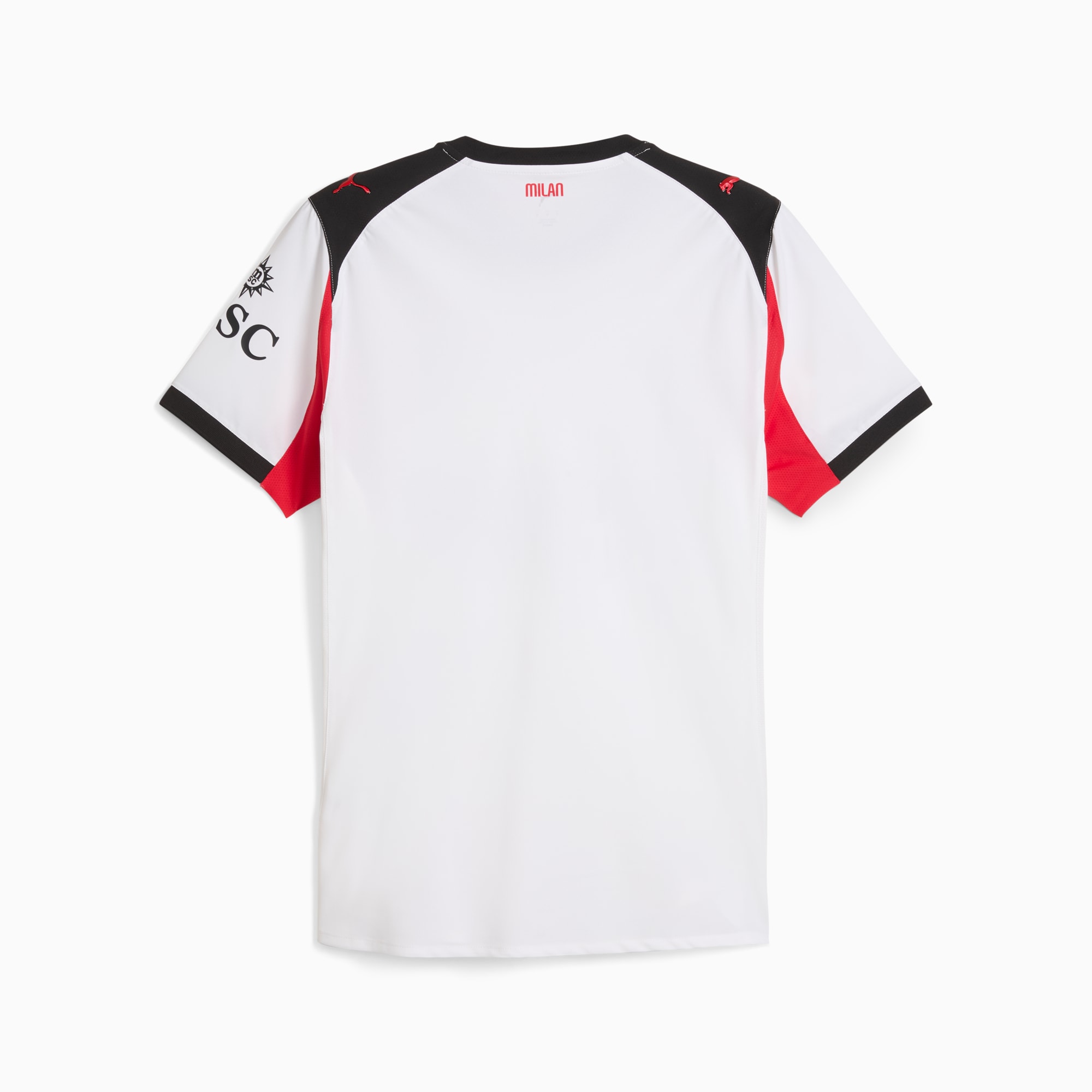 Maillot officiel AC Milan extérieur 2025-2026 blanc et rouge Puma - vue de dos