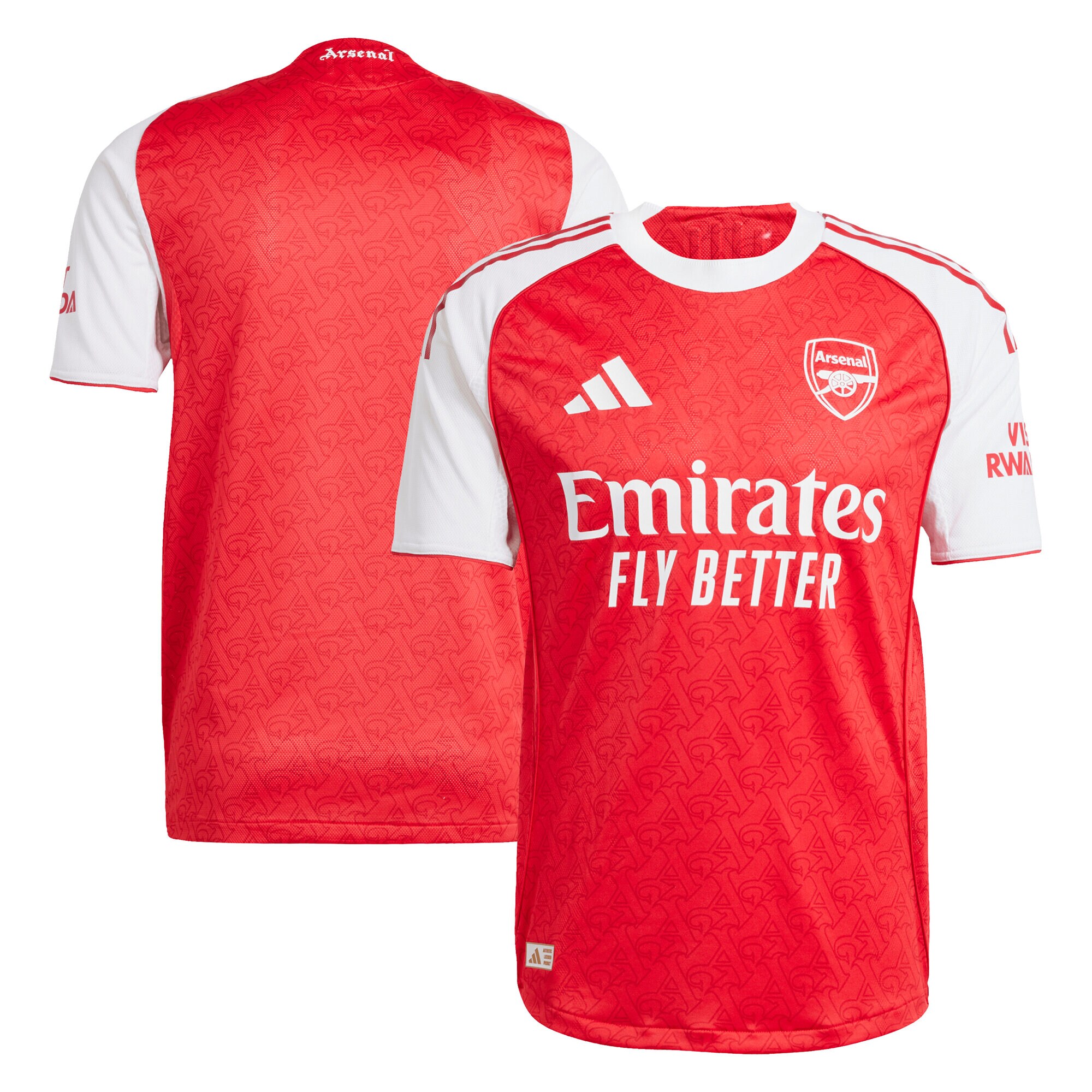 Maillot officiel Arsenal domicile authentique 2025-2026 rouge et blanc Adidas - vue de face