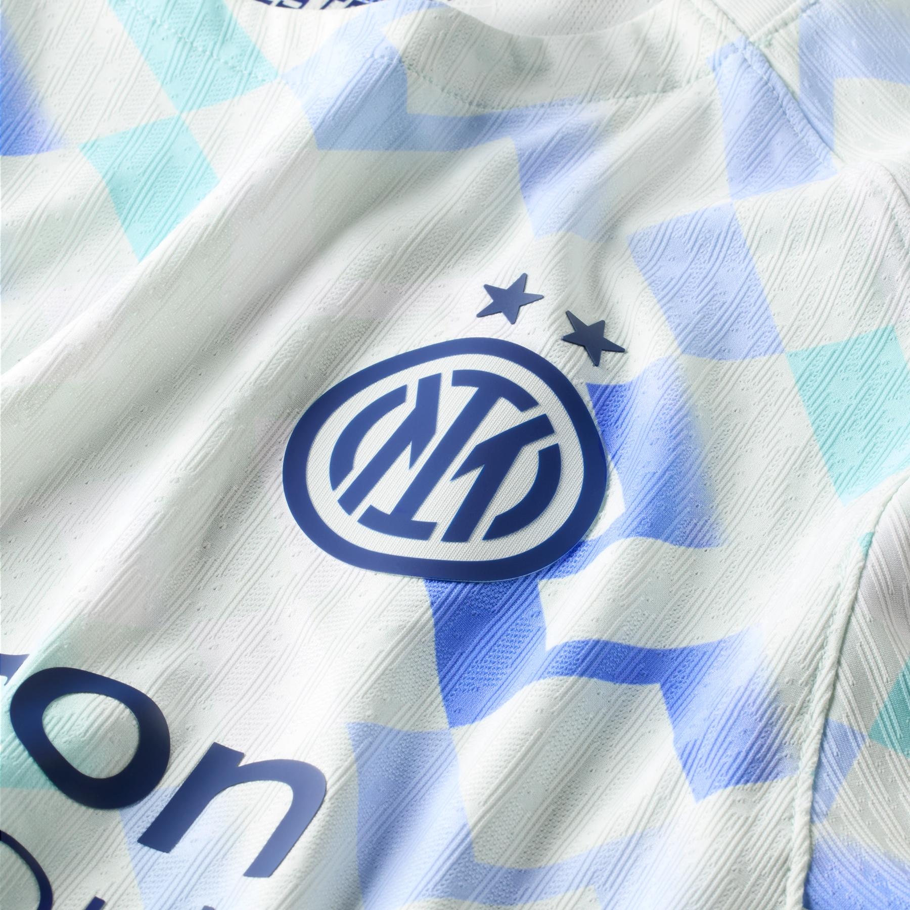 Maillot officiel Inter Milan extérieur authentique 2025-2026 turquoise et blanc Nike - détail