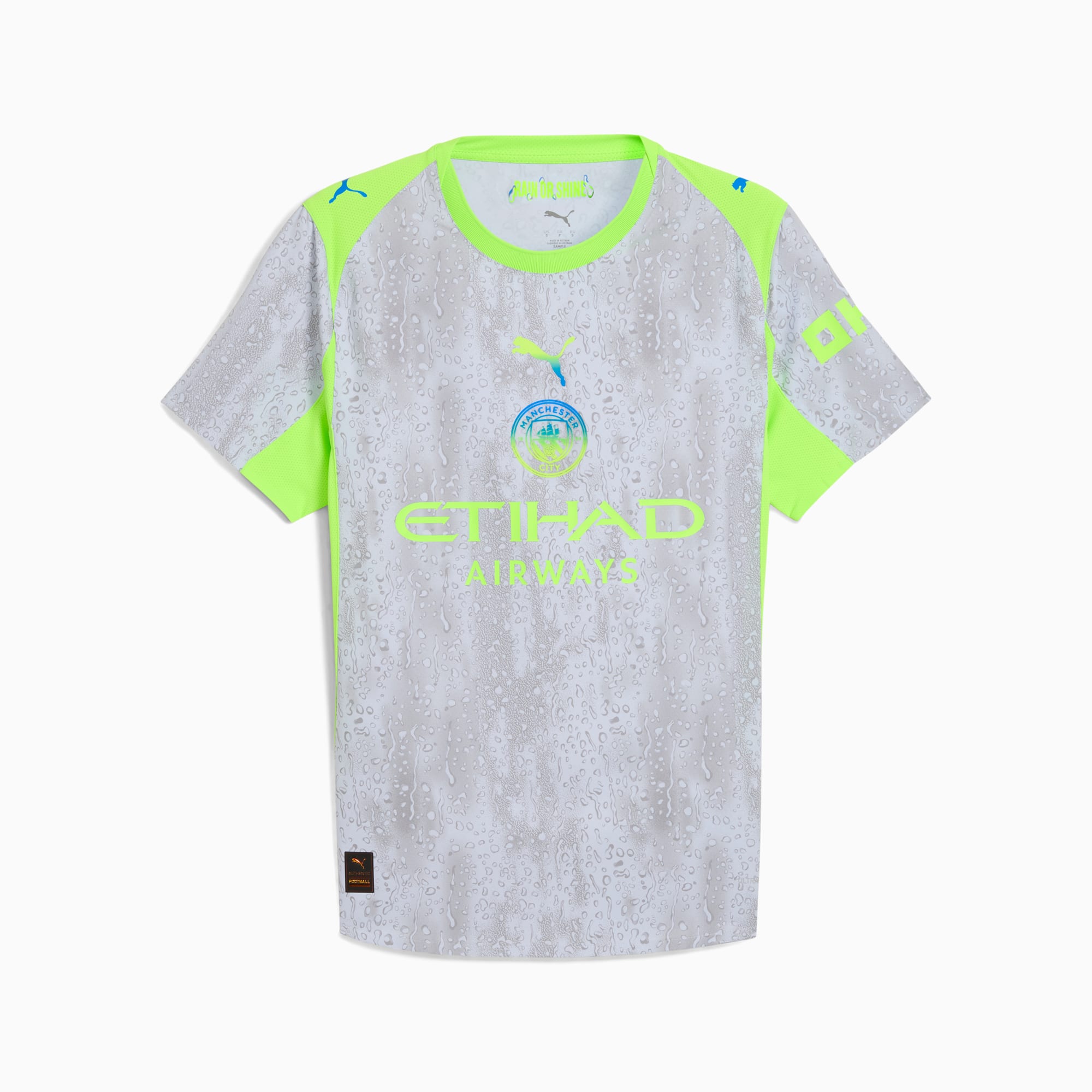 Maillot officiel Manchester City third 2025-2026 blanc, gris et jaune fluo Puma - vue de face