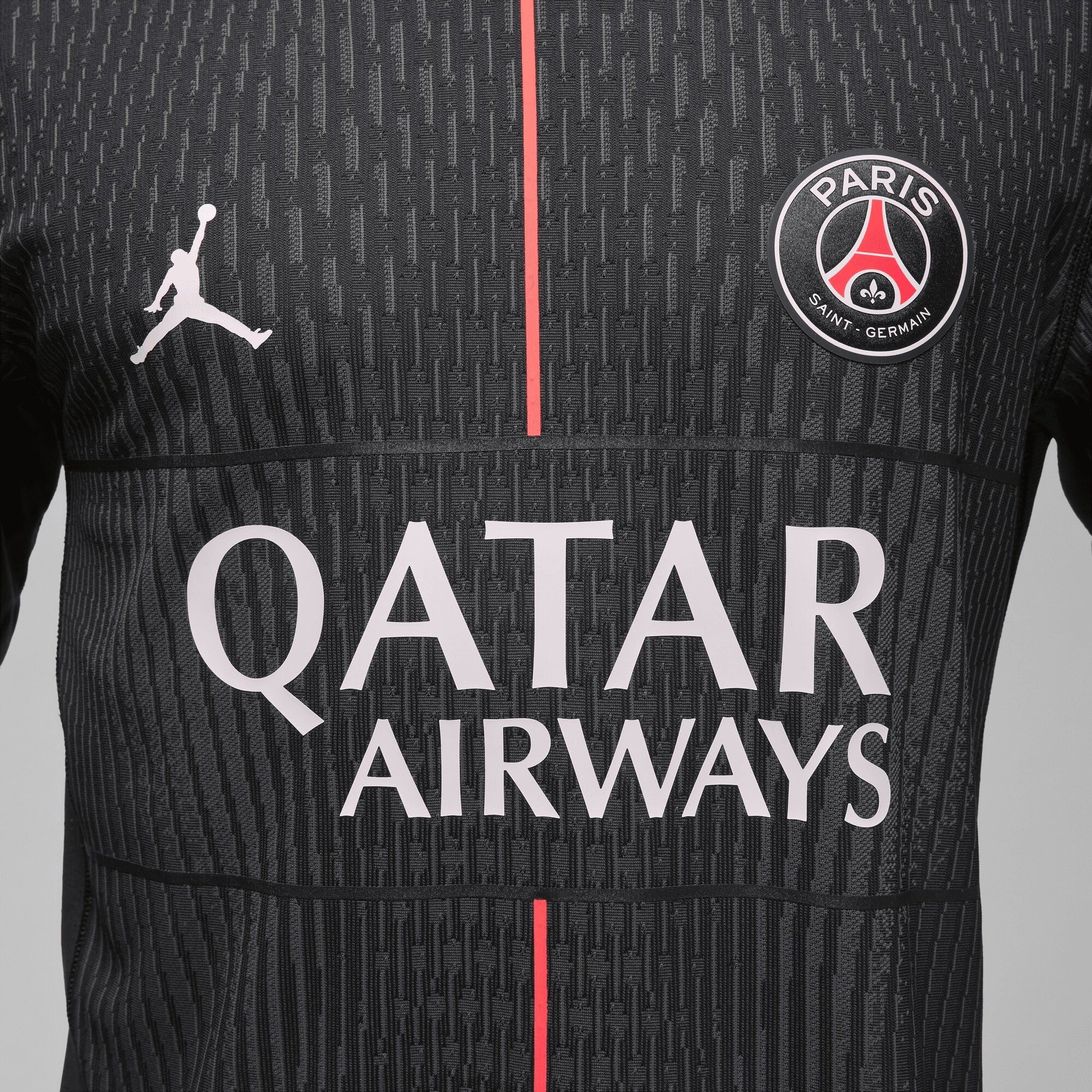Maillot officiel Paris Saint-Germain fourth 2025-2026 gris et noir Jordan - détail
