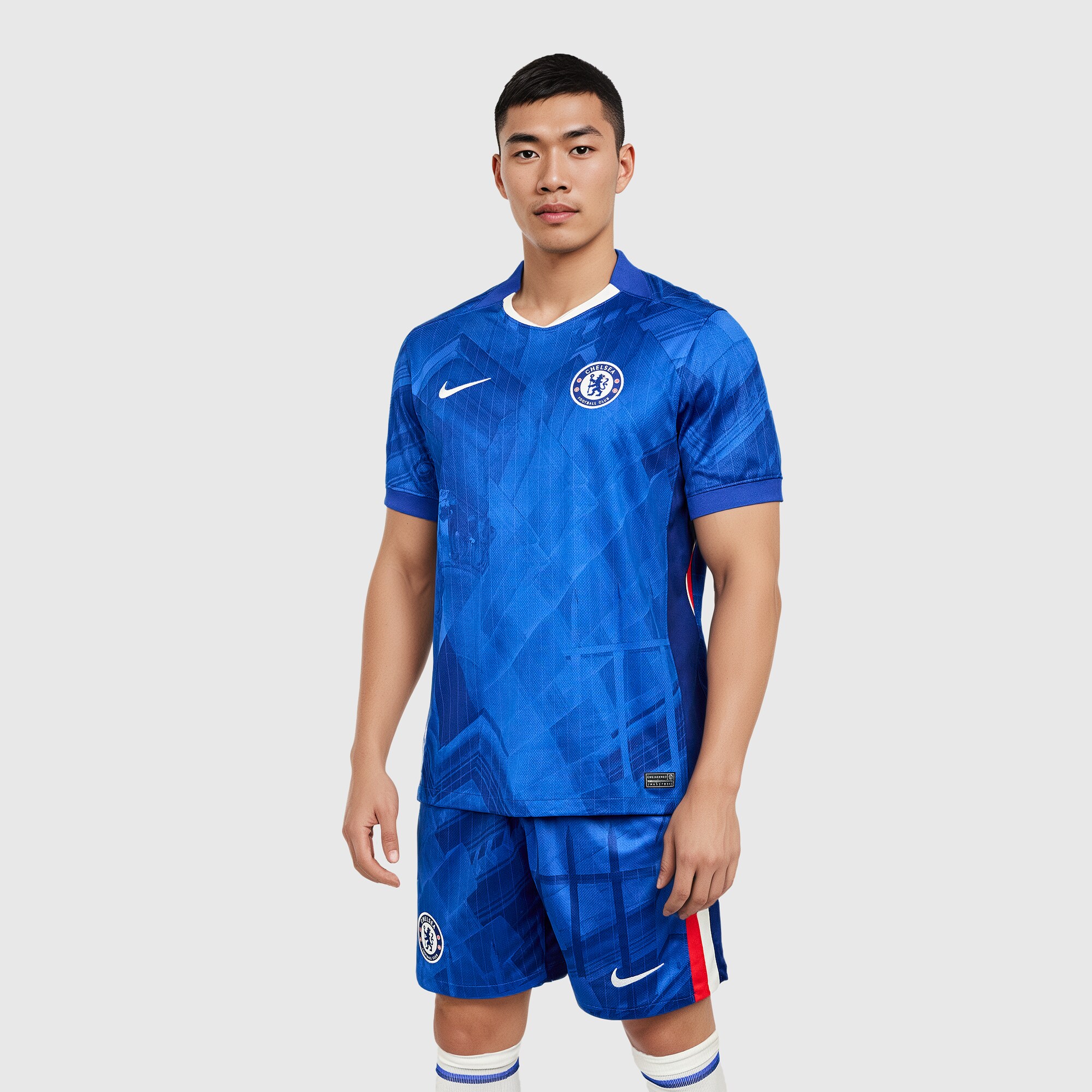 Maillot officiel Chelsea FC domicile 2025-2026 bleu Nike - photo portée