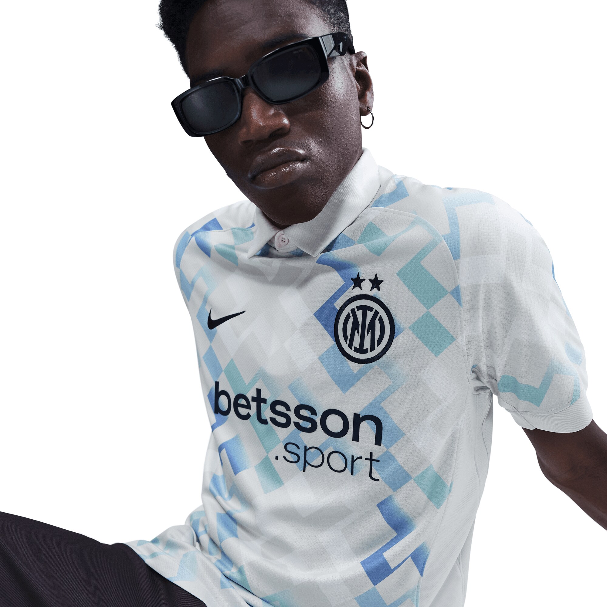 Maillot officiel Inter Milan exterieur 2025-2026 blanc Nike - photo portée