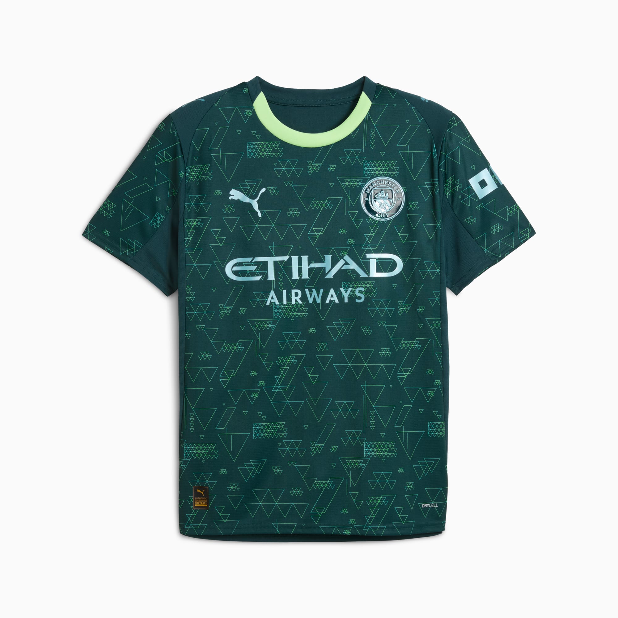 Maillot officiel Manchester City fourth 2025-2026 vert foncé et jaune Puma - vue de face