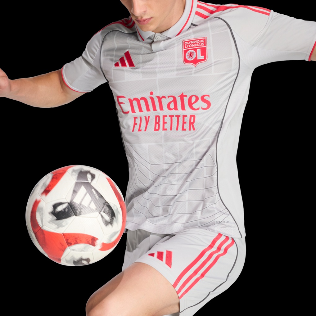 Maillot officiel Olympique Lyonnais third 2025-2026 gris anthracite Adidas - détail