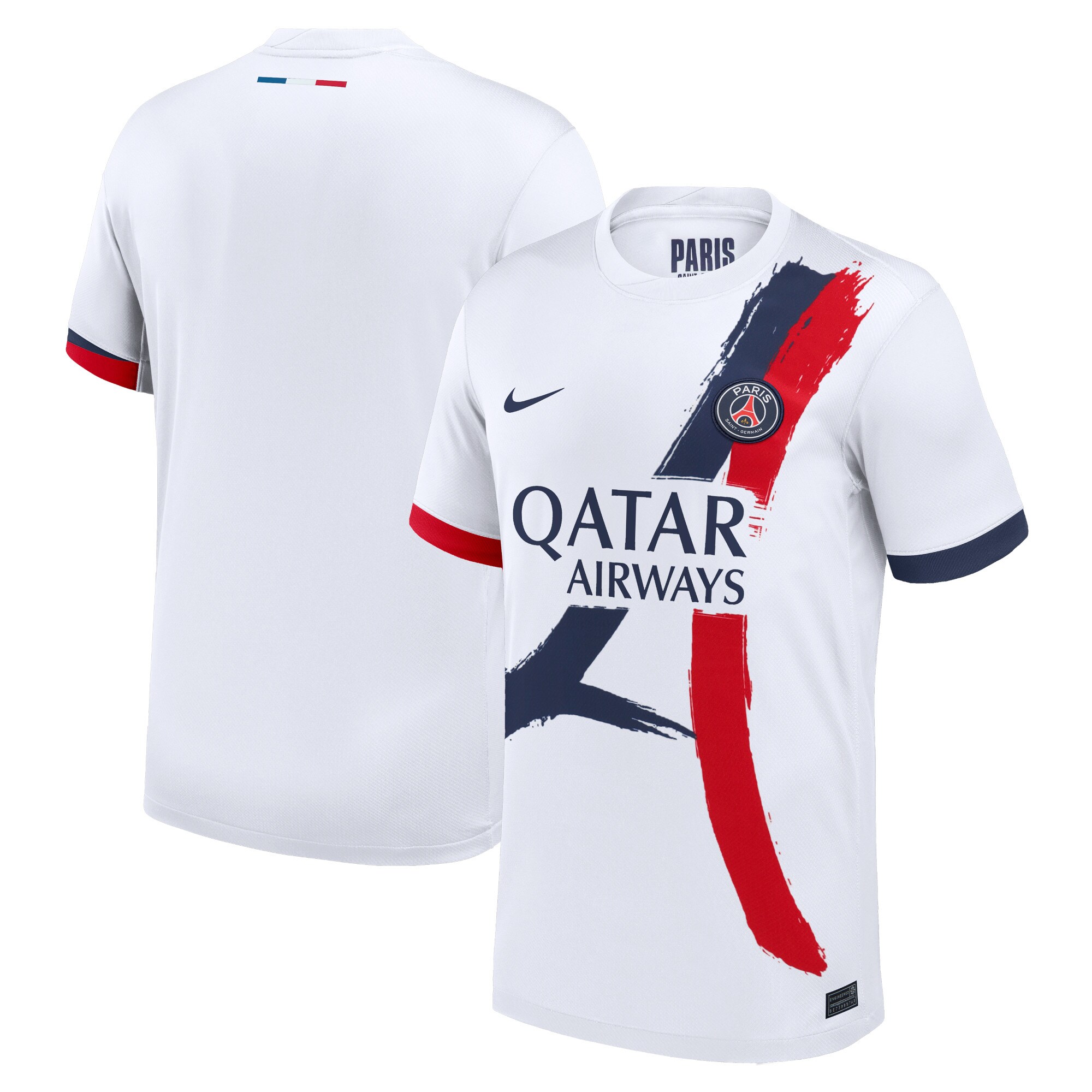 Maillot officiel Paris Saint-Germain extérieur 2025-2026 blanc et bleu Nike - vue produit