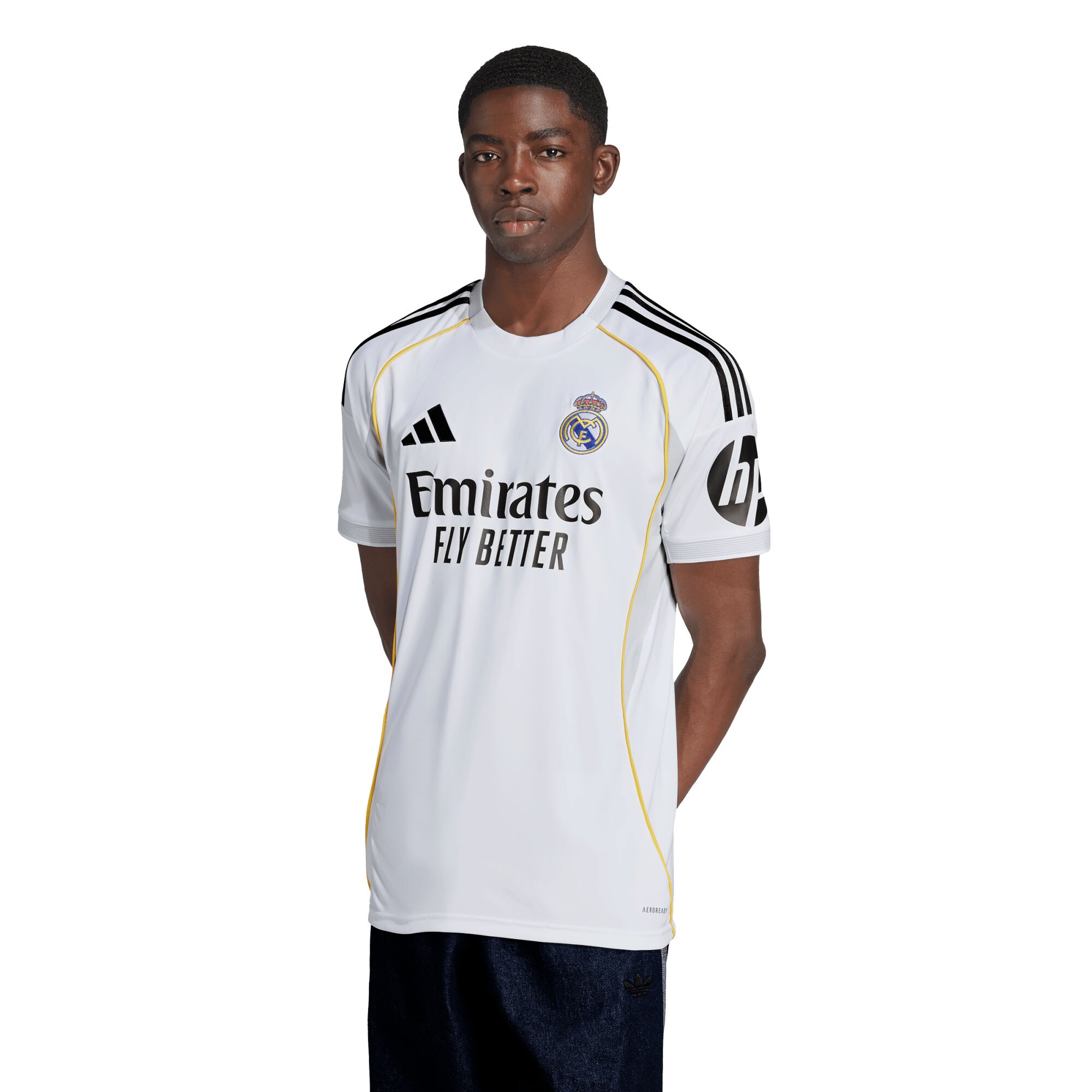 Maillot officiel Real Madrid domicile 2025-2026 blanc Adidas - photo portée